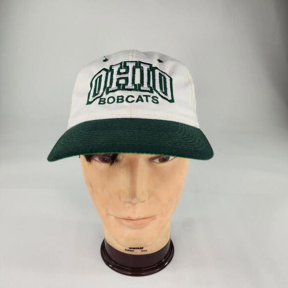 VTG Kudzu Ohio Bobcats Bar Adjustable Hat White Green Snapback Cap Hats - Picture 2 of 11